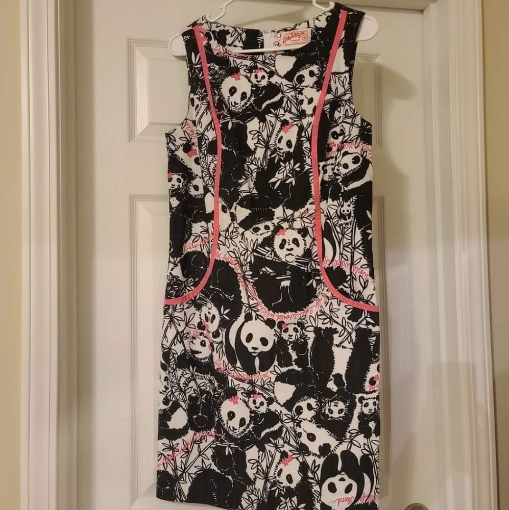 VGUC Size 8 Lilly Pulitzer Pandamonium Panda Shift Dress (Altered)